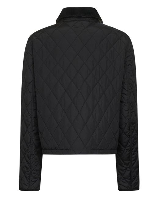 Burberry Black 'Oldham' Quilted Jacket With Corduroy Collar