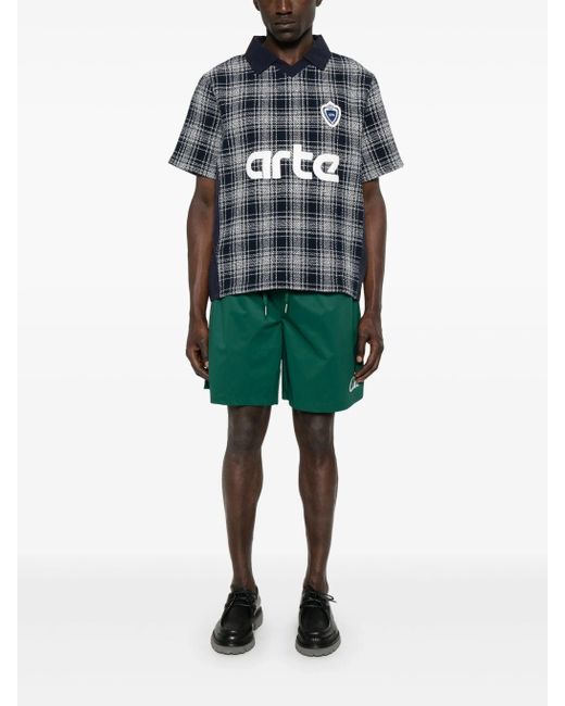 Arte' Black Logo Birds Shorts for men
