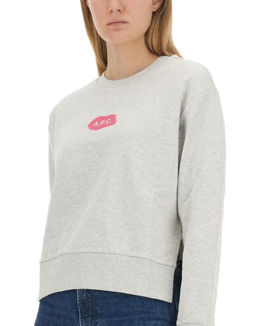 A.P.C. White Sweatshirt With Logo