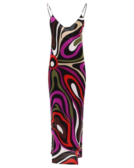 Vestido de crepe de china estampado Emilio Pucci de color Multicolor