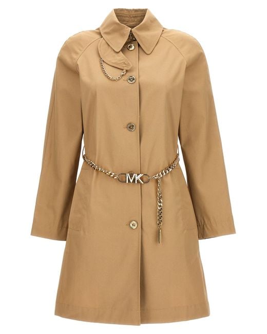 MICHAEL Michael Kors Natural Chain Belt Trench Coat