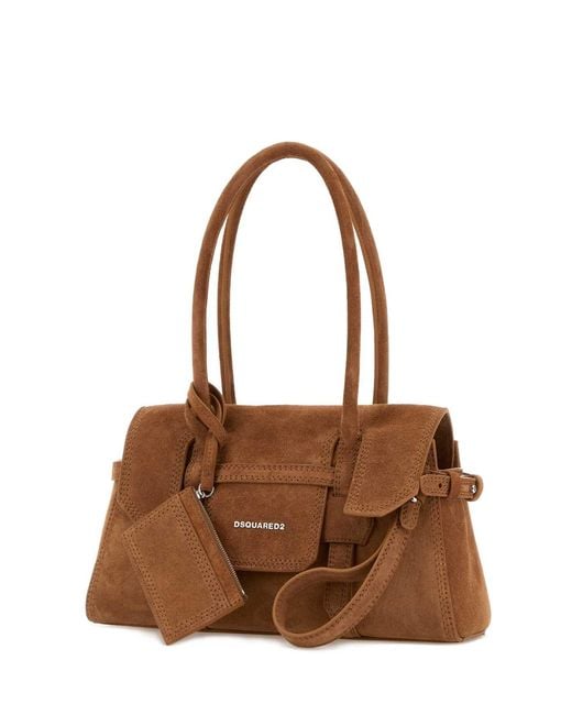 DSquared² Brown Dsquared Camel Suede Shoulder Bag