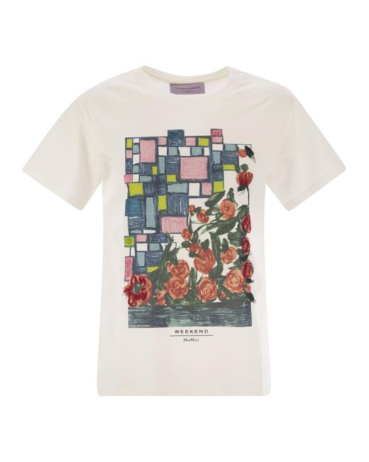 Fin de semana max mara bobby camiseta de algodón con estampado delantero Weekend by Maxmara de color White