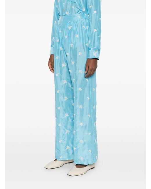Forte_forte Blue Embroidered Silk Trousers