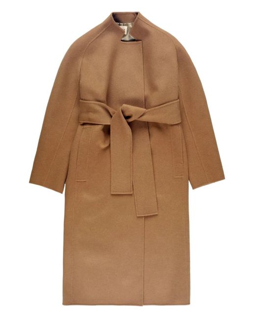 Khaite Brown Einreihiger Wickelmantel mit Gürtel