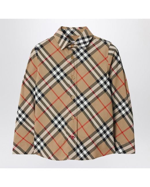 Burberry Brown Cotton Check Pattern Shirt for men