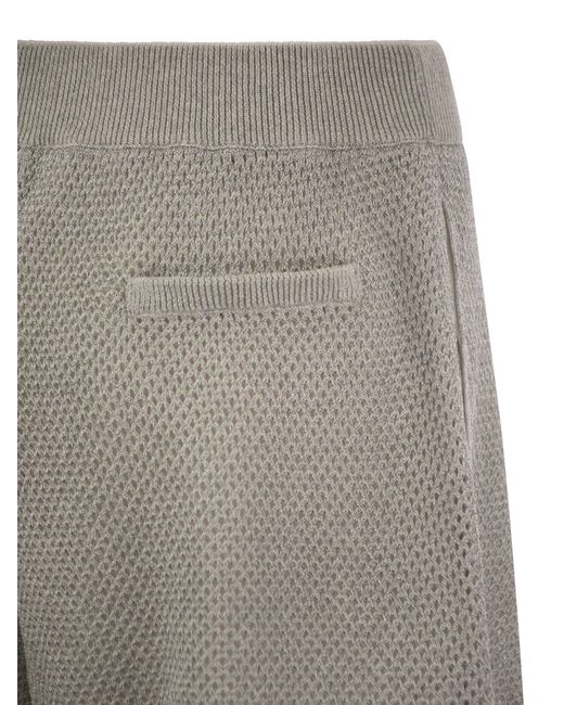 Brunello Cucinelli Sparkling Net Gebreide Katoenen Shorts in het Gray