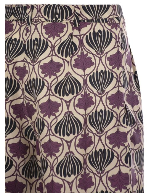 Max Mara Gray Metello Printed Silk Fluid Short Trousers