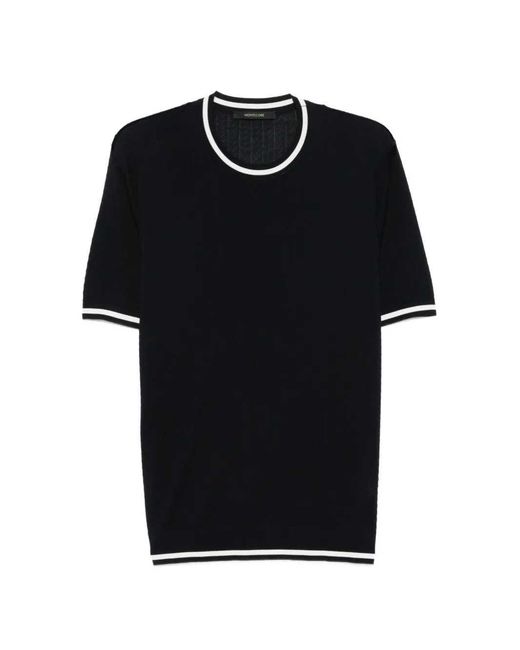 Montecore Black Fine Knit T Shirt With Contrasting Trim