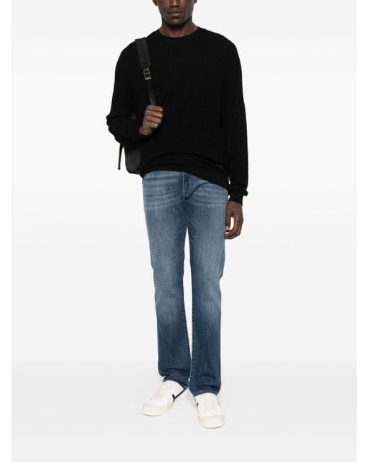 Emporio Armani Black Wool Crewneck Jumper for men