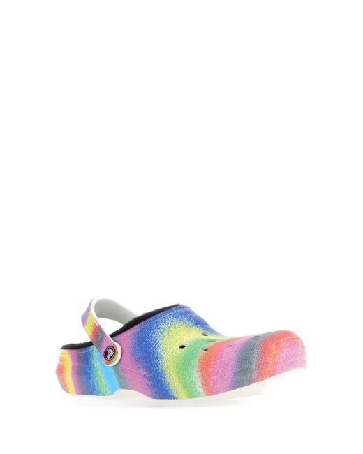 CROCSTM White Printed Crosliteâ Classic Lined Spray Dye Mules