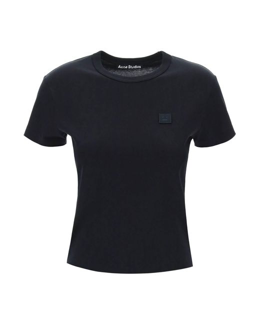 Acne Black Crew Neck T Shirt With Logo Patch for men