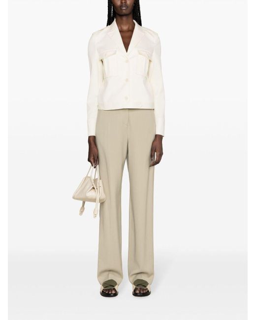 Theory White Peak-Lapels Cropped Jacket