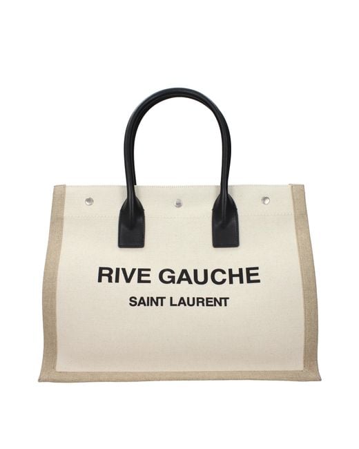 Saint Laurent Natural Handbag Rive Gauche Fabric