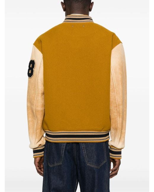 Golden Goose Deluxe Brand Metallic Goldene Gänsewolle und Lederbomberjacke