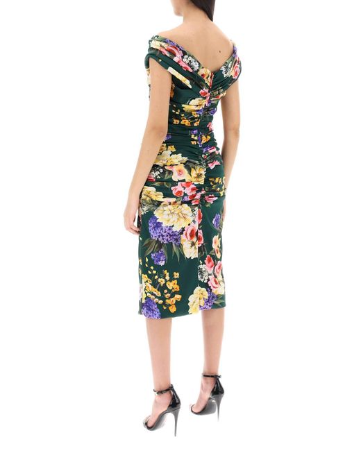 Roser jardin drapé midi robe Dolce & Gabbana en coloris Green
