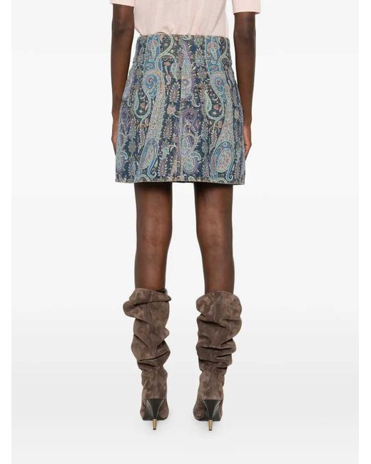 Etro Korte Rok Met Knopen in het Blue