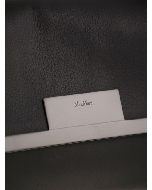 Max Mara Gray Mmclaspclutch kleine natürliche Leder -Kupplungsbeutel