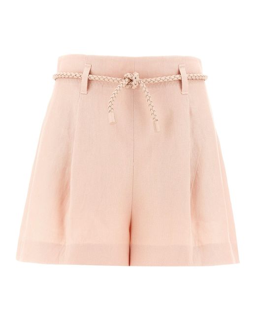 Zimmermann Pink "Illuminate Leinen" Shorts
