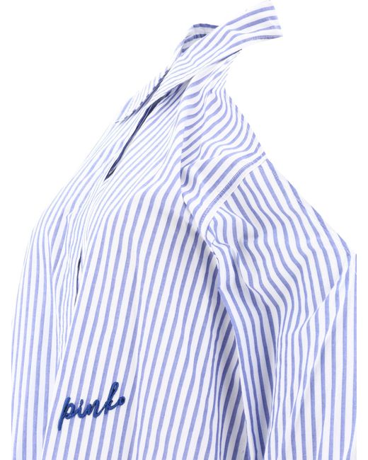 Pinko Blue Gestreiftes Hemd mit Schulteröffnungen