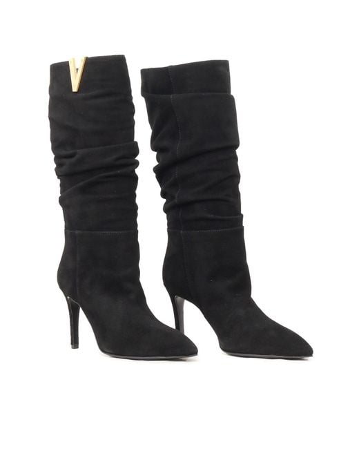 Via Roma 15 Black Curled Boots 3/4 V