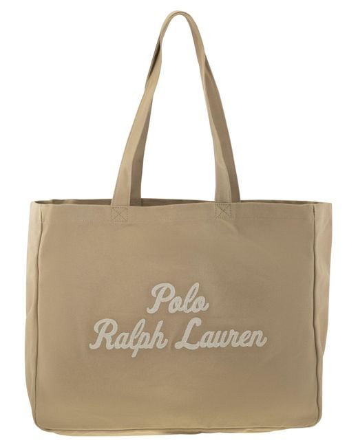Borded Canvas Tote Polo Ralph Lauren de hombre de color Natural