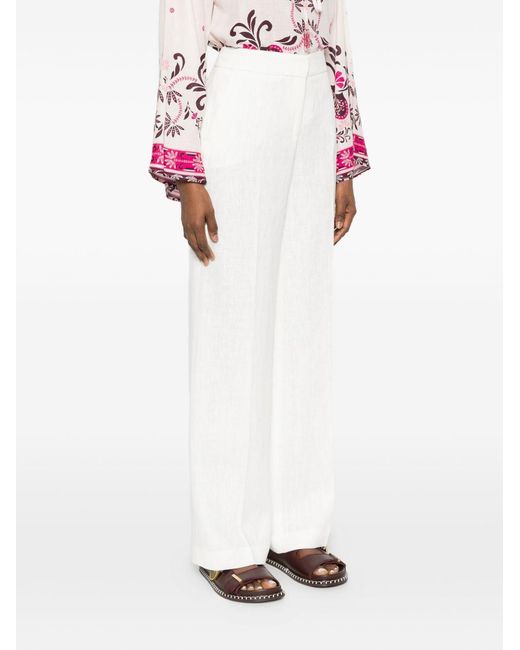 Via Masini 80 White Linen Trousers