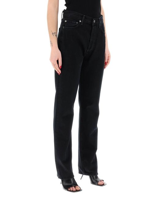 Jeans Straight A Vita Alta '90's Pinch Waist' di Agolde in Black