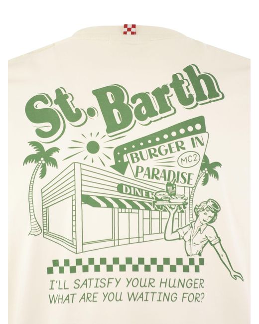 T Shirt con estampado en el pecho y espalda Mc2 Saint Barth de color White