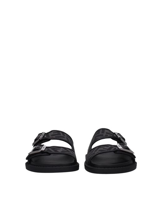 Fendi Black Slippers And Clogs Fabric
