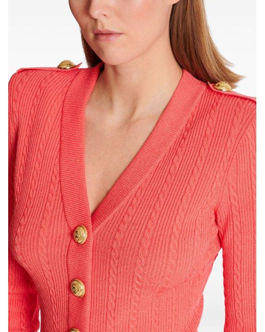 Balmain Red V Necked Cardigan