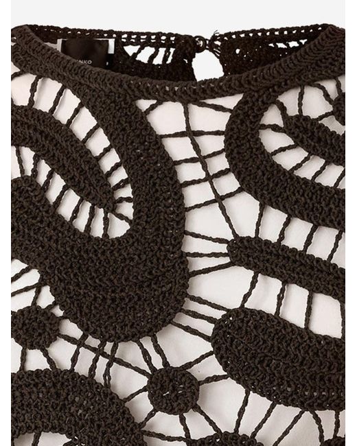 Pinko Black Geometric Crochet Top