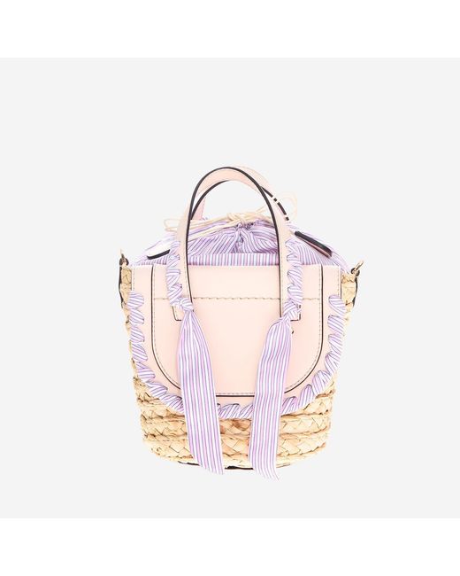 CUBA LAB Pink Habanera Leather And Rafia Bag