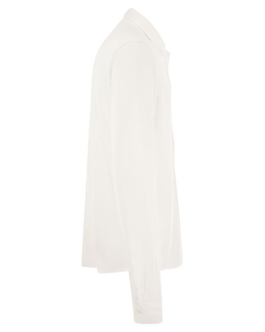 Majestuosa camisa de manga larga en Lyocell y algodón Majestic de color White