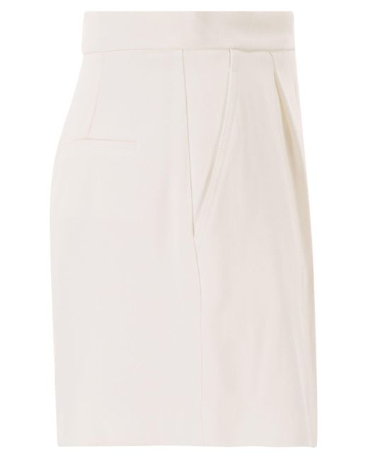 Elisabetta Franchi White Gabardine Shorts With Jewelled Logo