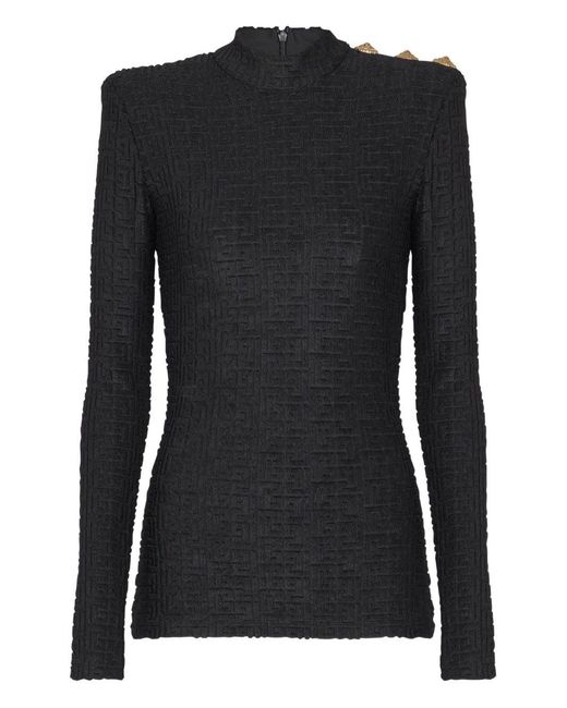 Balmain Ls Bouclette Top Met Monogram in het Black