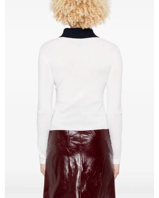 Self-Portrait Zelfportret Wol Vest Met Contrastkraag in het White