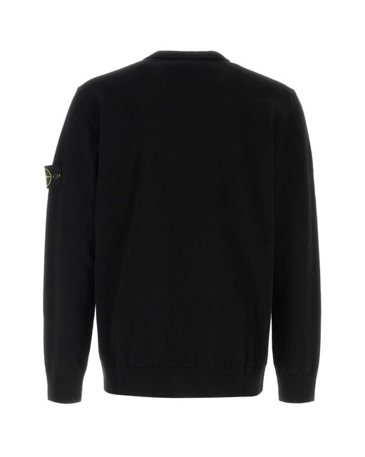 Stone Island Black Crew Neck Sweaters for men