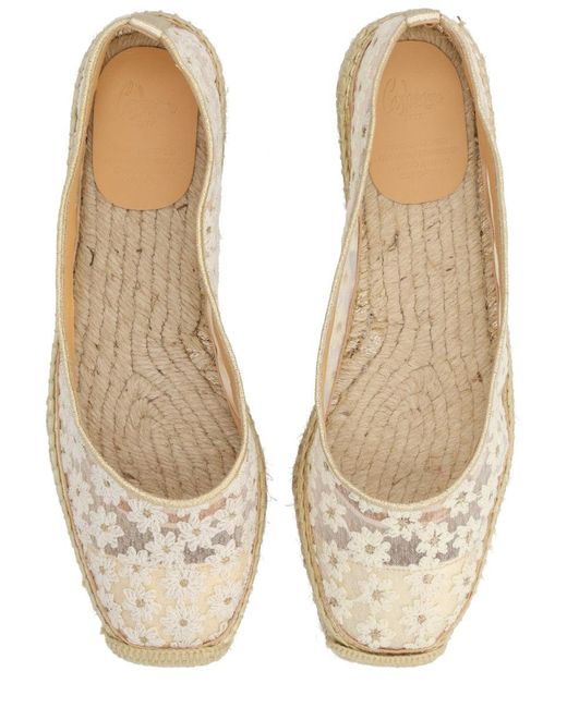 Castaner Natural Polyester Goat Leather Ovine Leather Flats