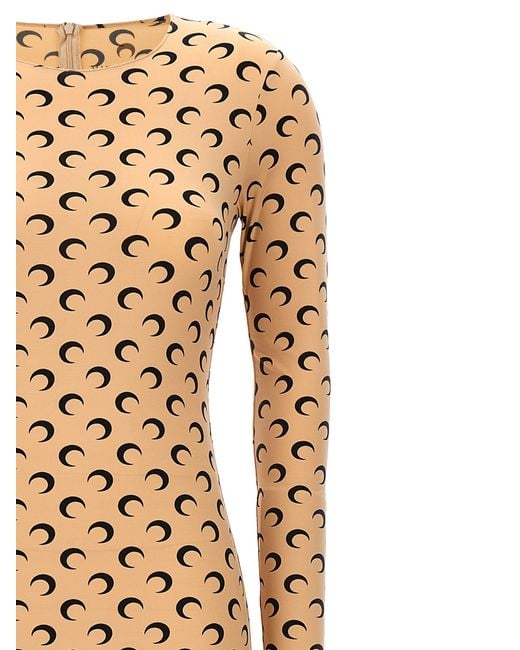 MARINE SERRE Natural 'Moon Printed' Catsuit