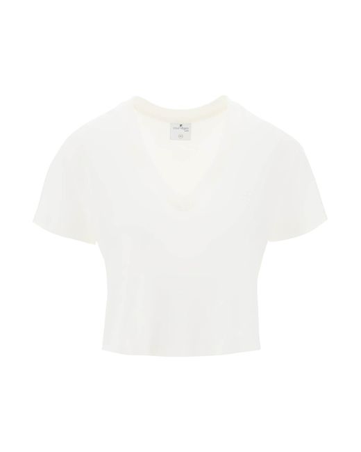 T Shirt Cropped Con Logo di Courreges in White