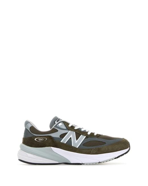 New Balance Green Mesh And Suede 990V6 Sneakers