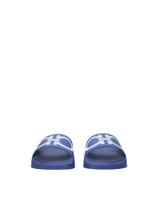 Ferragamo Blue Groovy Flip Flops And Clogs Rubber/ Shadow