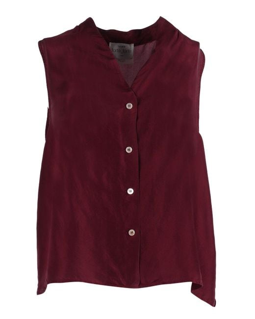 Forte_forte Purple Top Scollo A V Habotai Seta