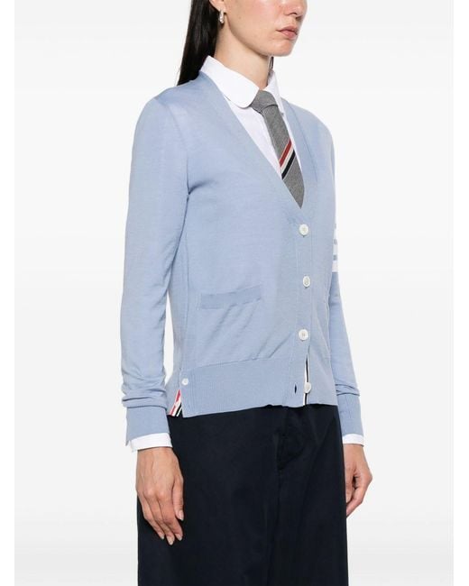 Thom Browne Blue Virgin Wool Cardigan