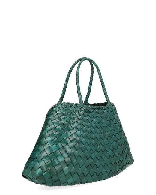 Dragon Diffusion Green Santa Croce Small Woven Leather Bag