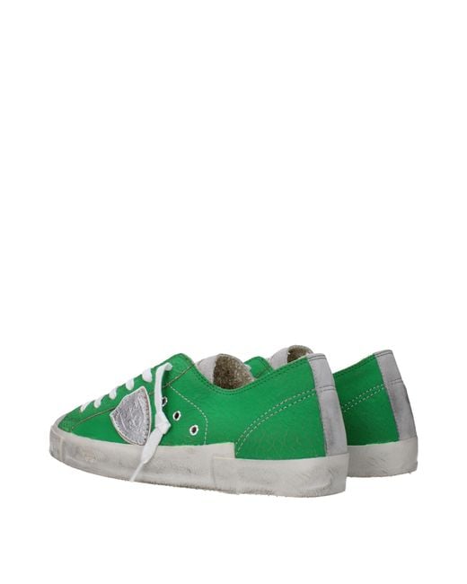 Philippe Model Green Sneakers Prsx Uomo Pelle Verde/Grigio for men