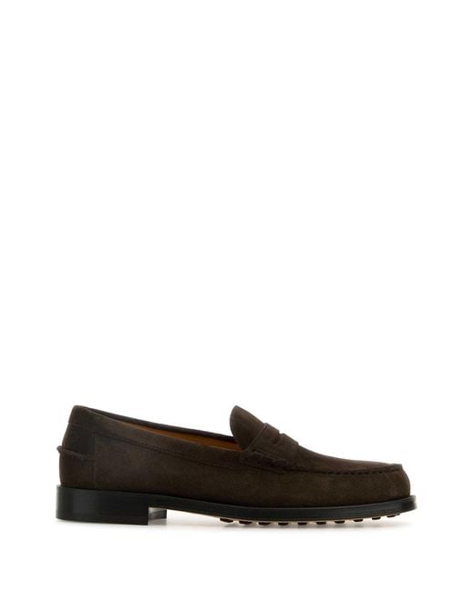 Tod's Black Dark Suede Loafers for men
