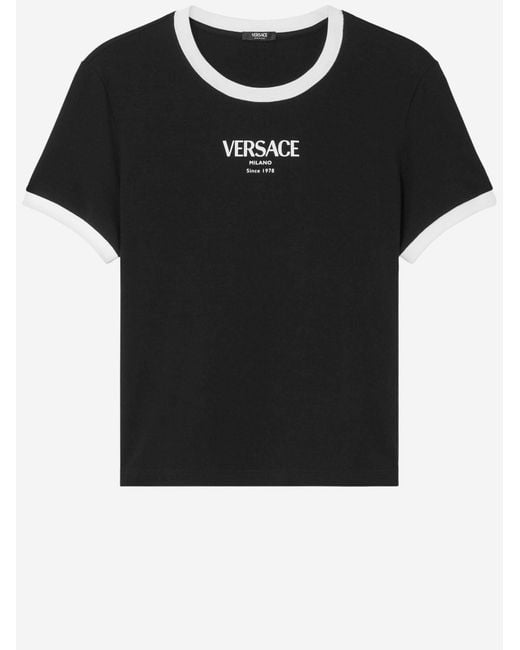 Versace Black Stretch Viscose T-Shirt