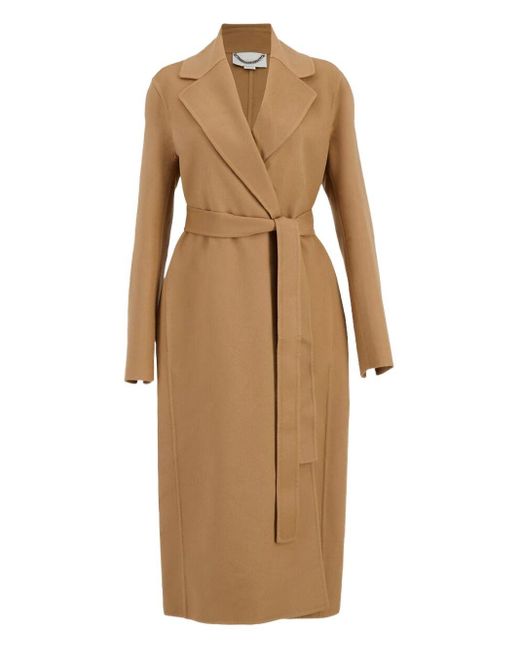 Stella McCartney Wol Double Breasted Coat in het Natural